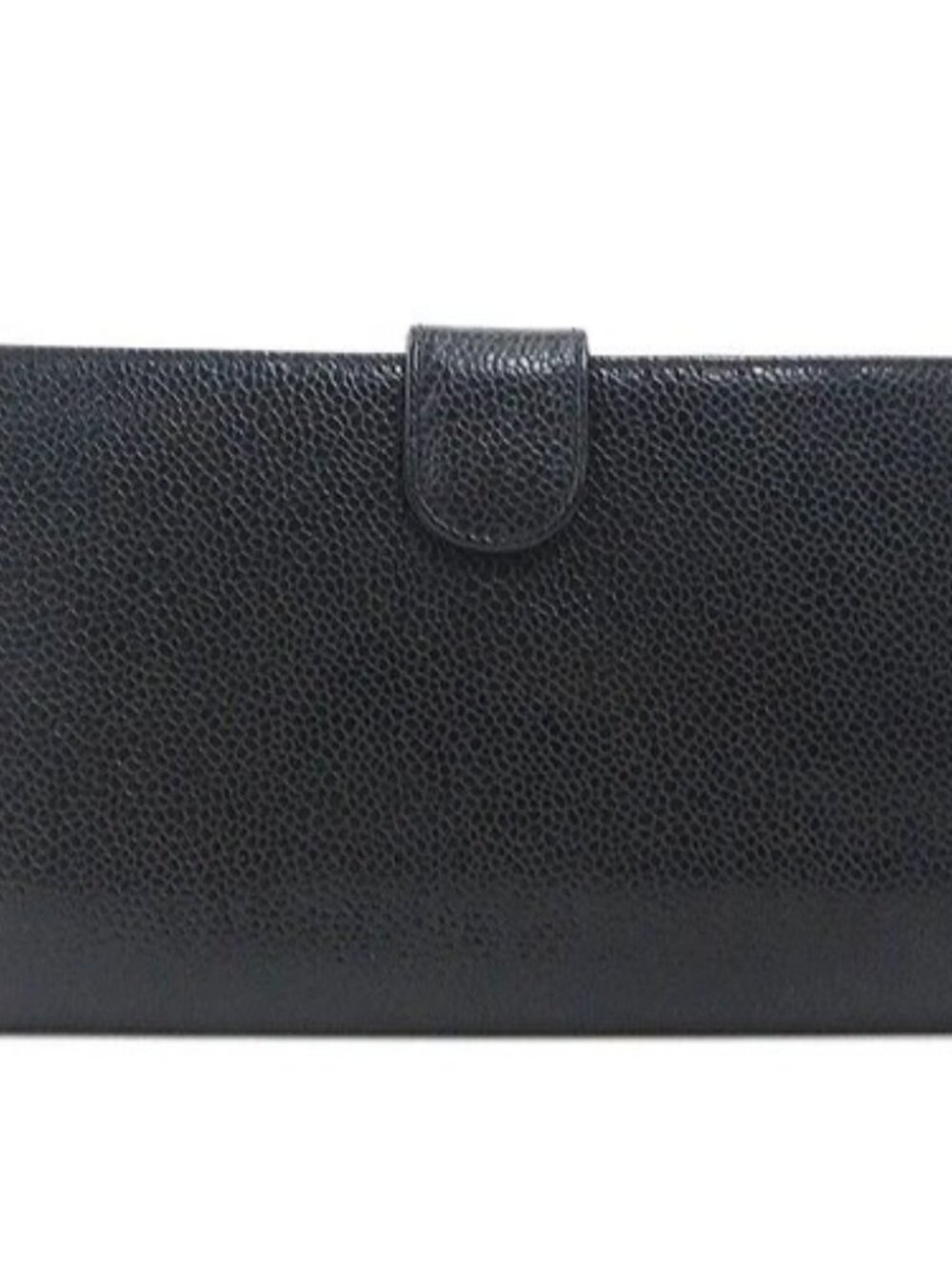 Auth CHANEL CC Logo Bifold Long Wallet Black Leather - h32537a